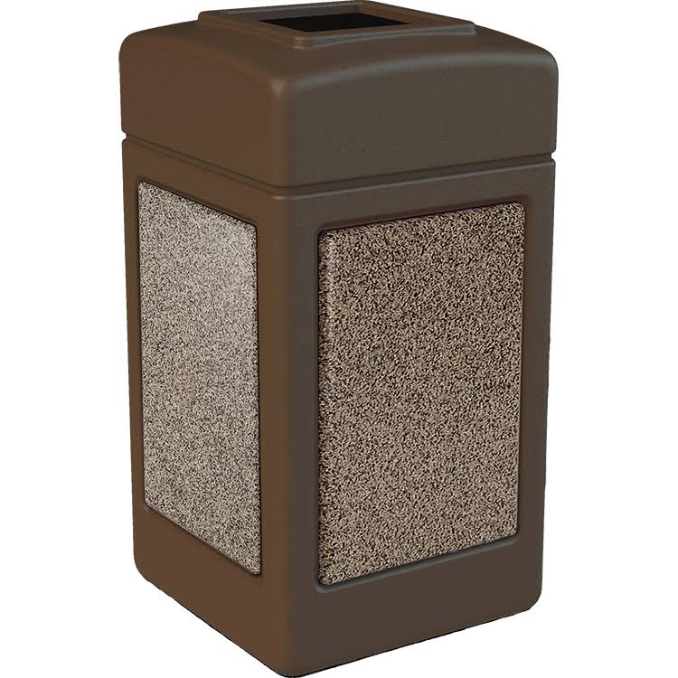 Gray 42 Gallon Square Trash Receptacle F173