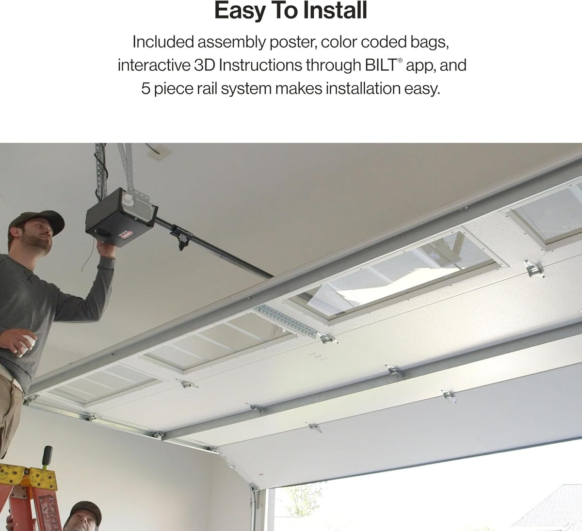 Smart Garage Door Opener with WiFi and Battery Backup, Black/White V2234