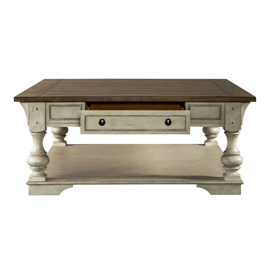 Antique White Drawer Square Cocktail Table Q690467