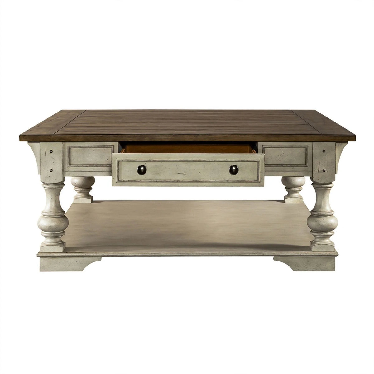 Antique White Drawer Square Cocktail Table Q690467