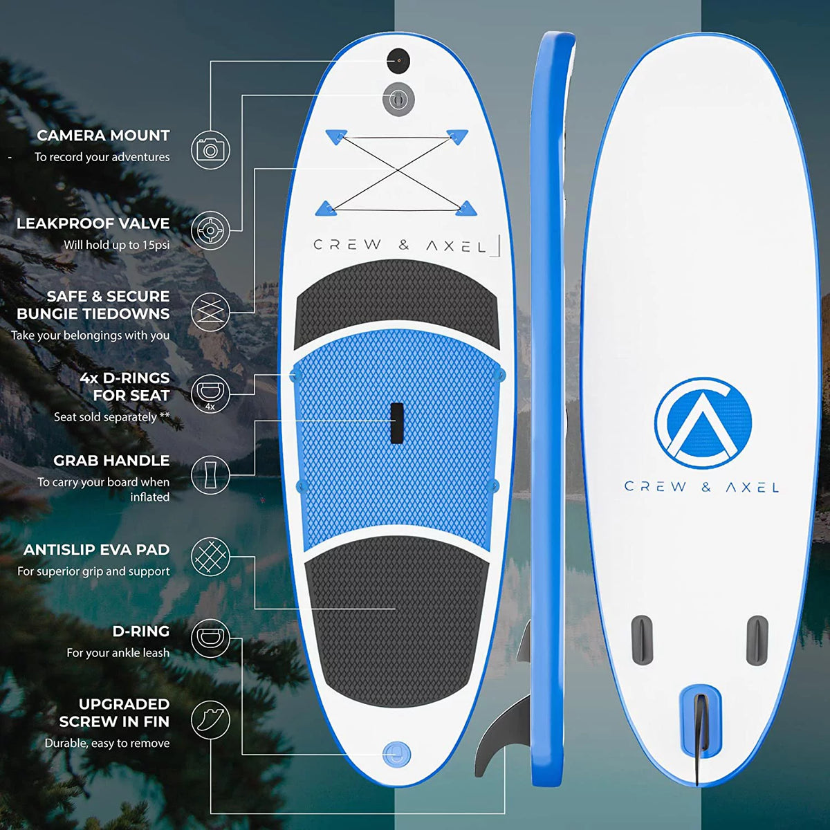 Blue Inflatable Paddle Board SUP Kit Z658901