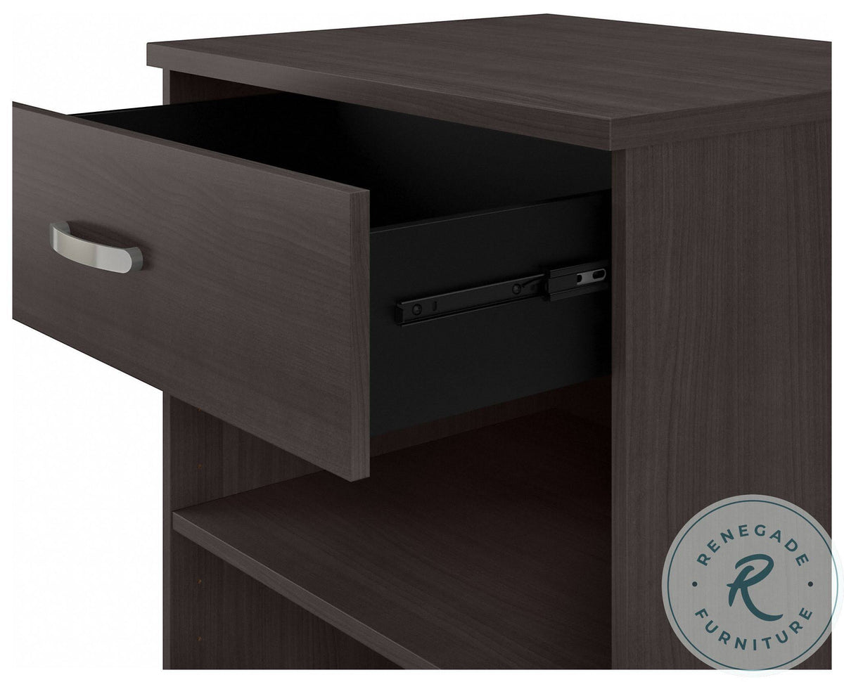 Storm Gray Floor Storage Cabinet with Drawer and Shelves D82058