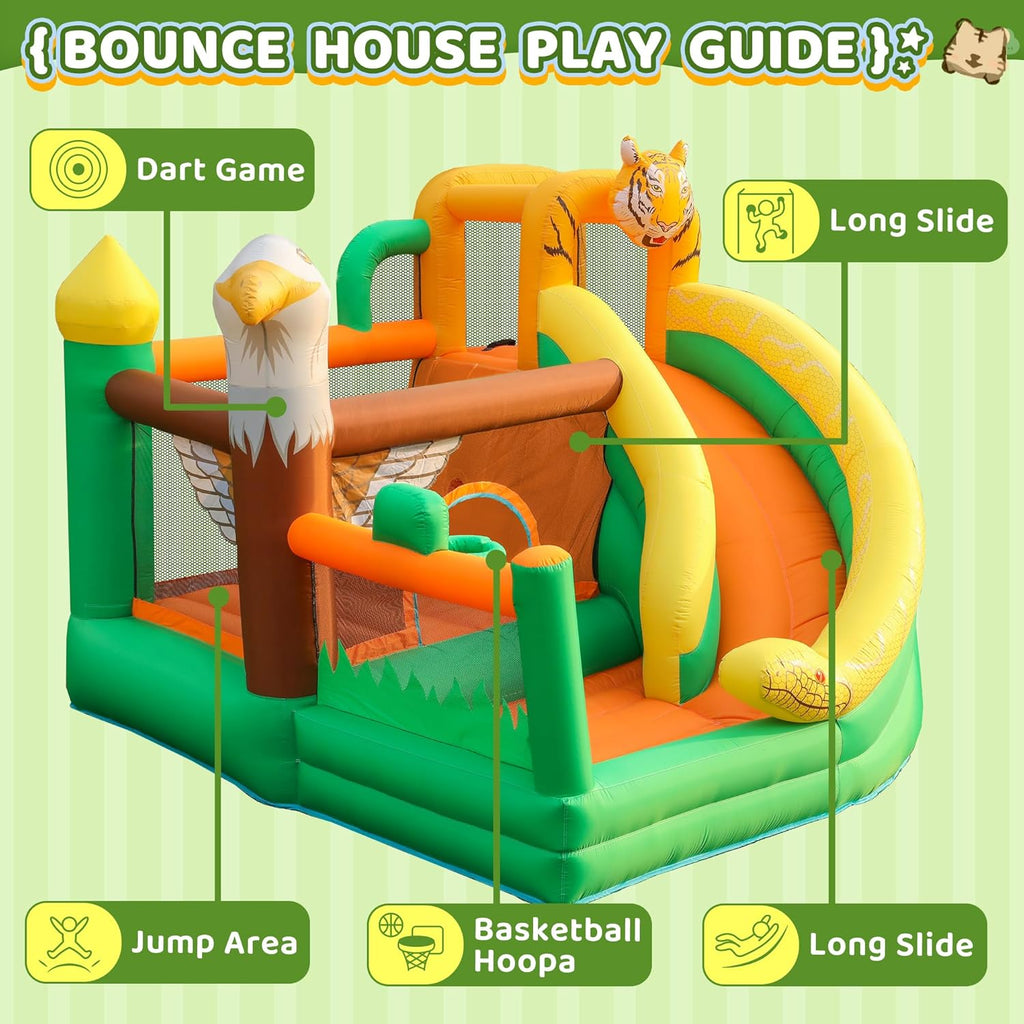 Inflatable Bouncy Castle with Slide and Basketball Hoop V923906