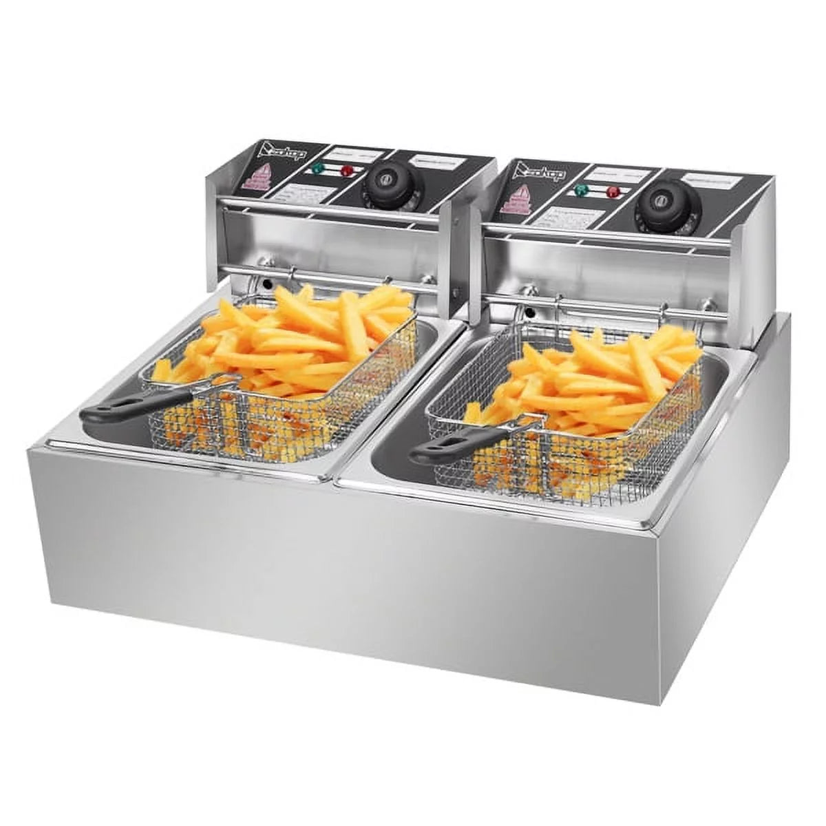 12L Stainless Steel Electric Double Tank Deep Fryer With Basket D913