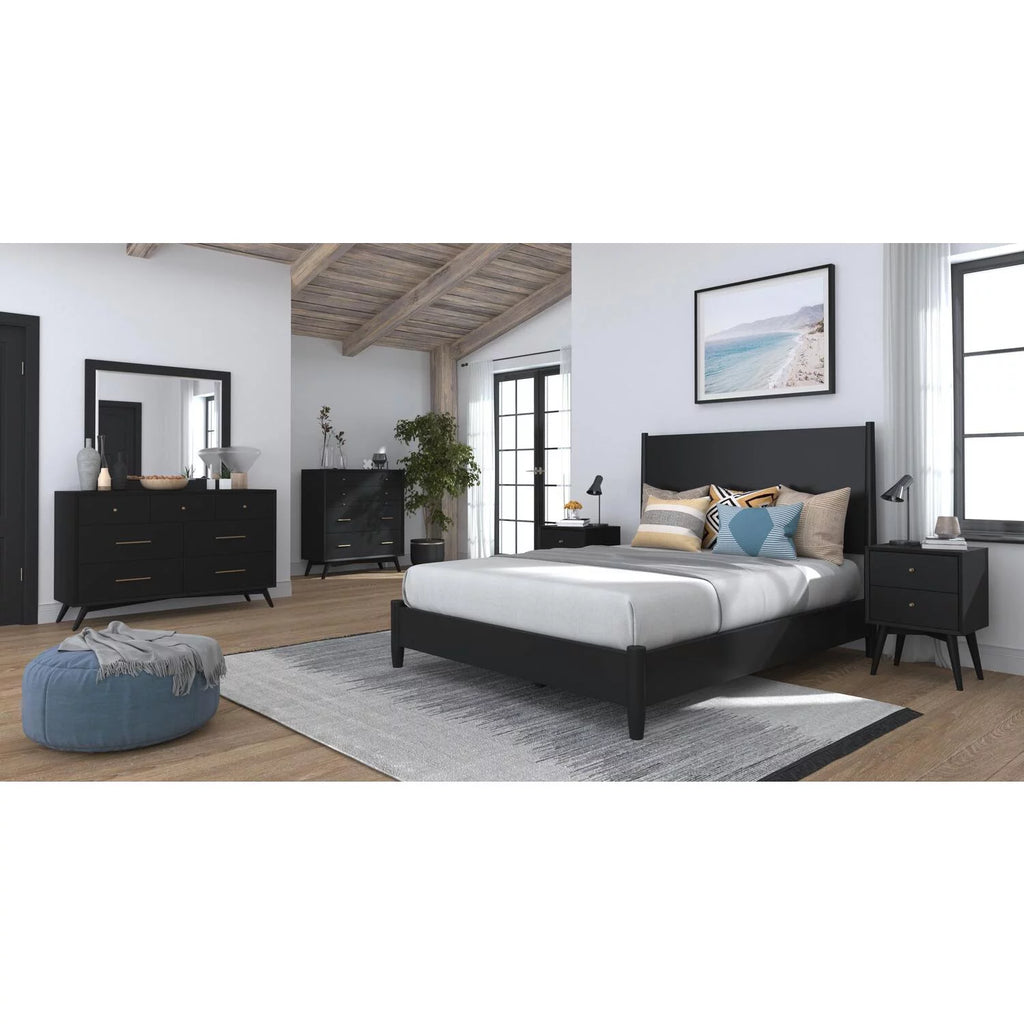 Black Wood Queen Panel Bed P51576