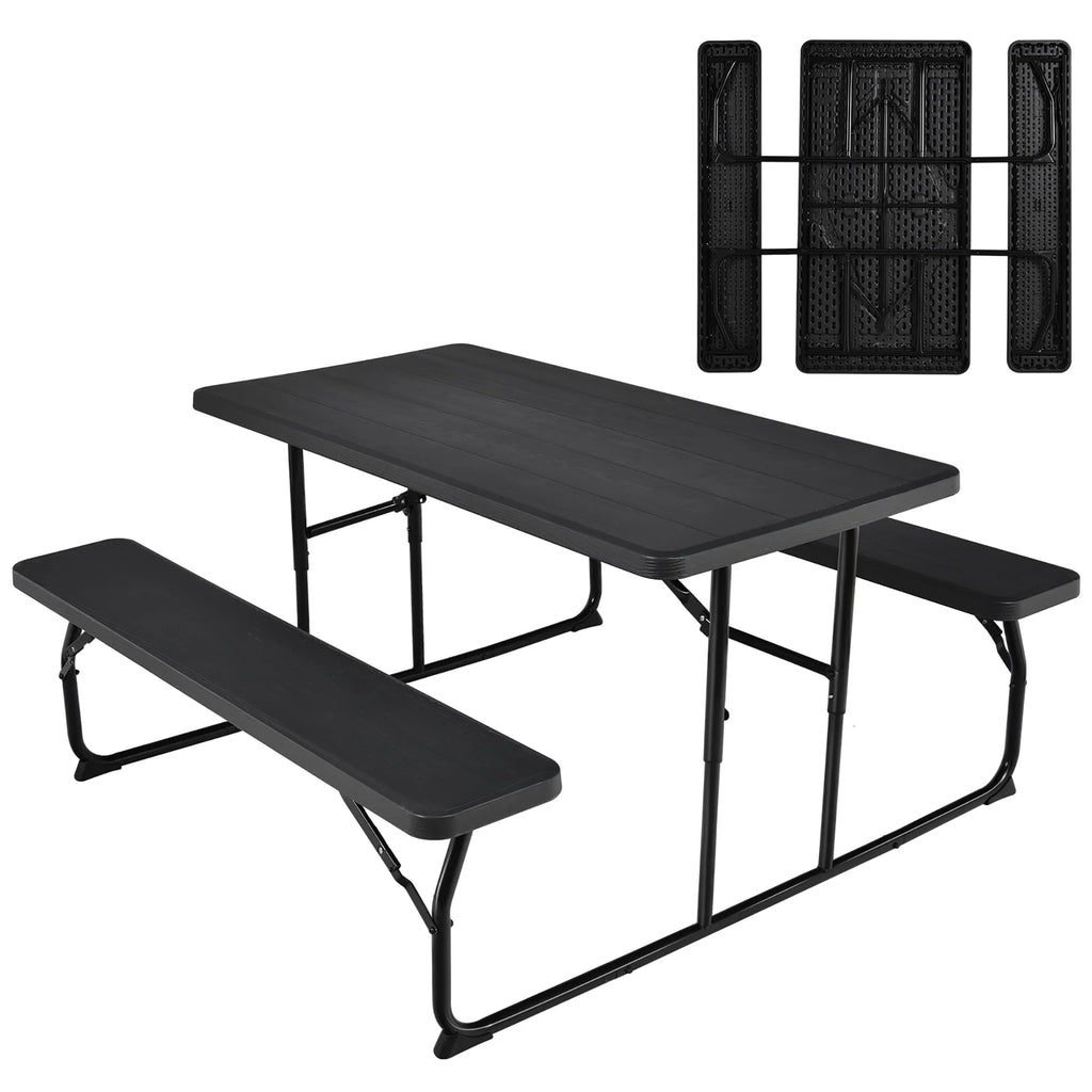 Folding Picnic Table Bench Set Grey D13559