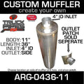 11" Universal Muffler 4" ID End In and Out Muffler V193717