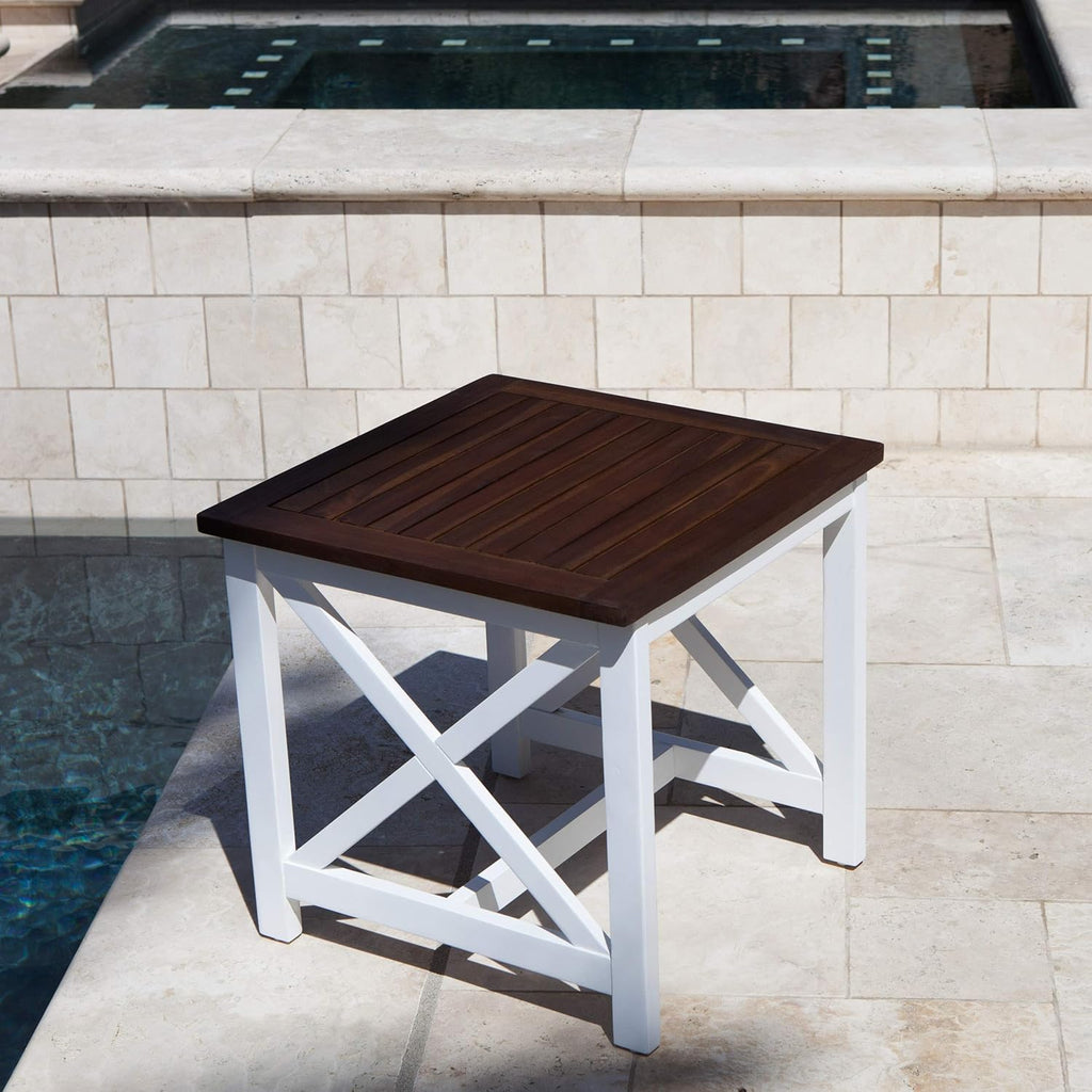 Pu White/Dark Oak Acacia Wood End Table B705585