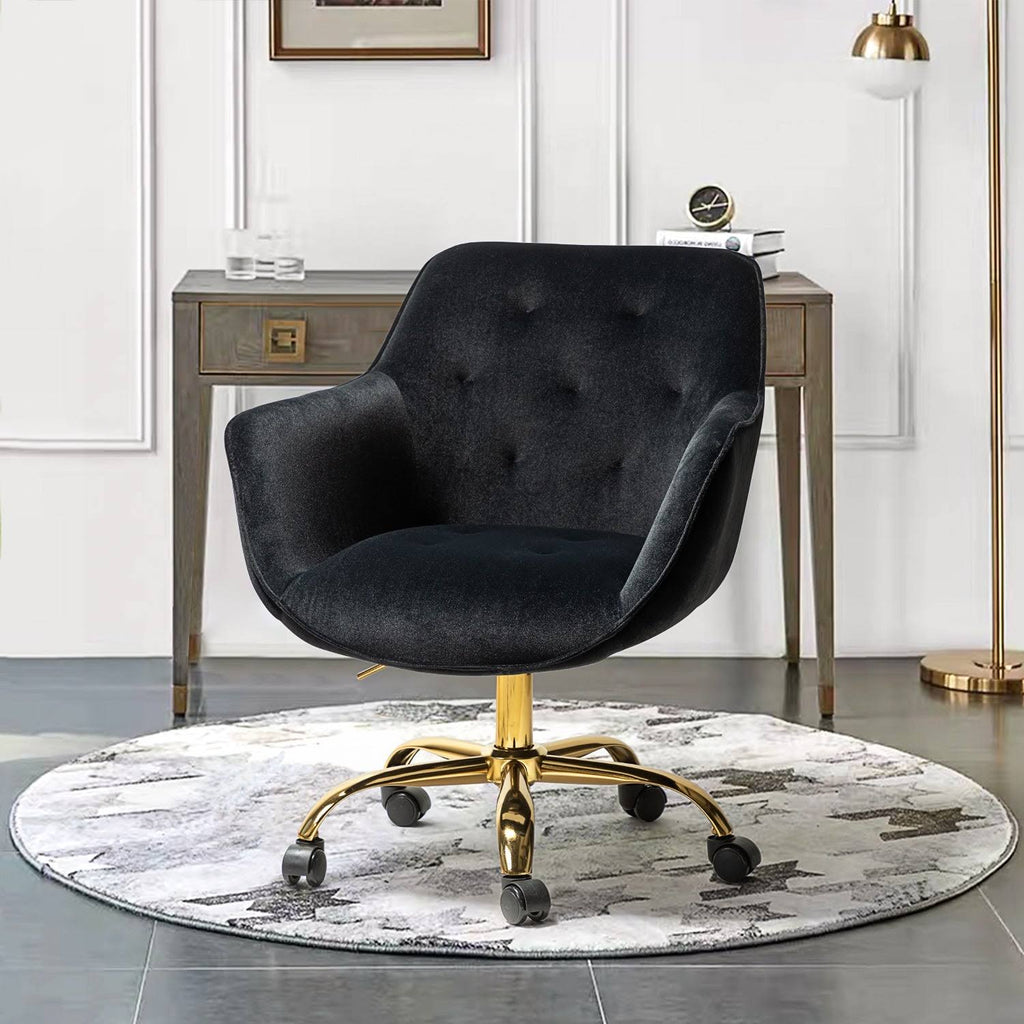 Black Swivel Task Chair with Tufted Back D340