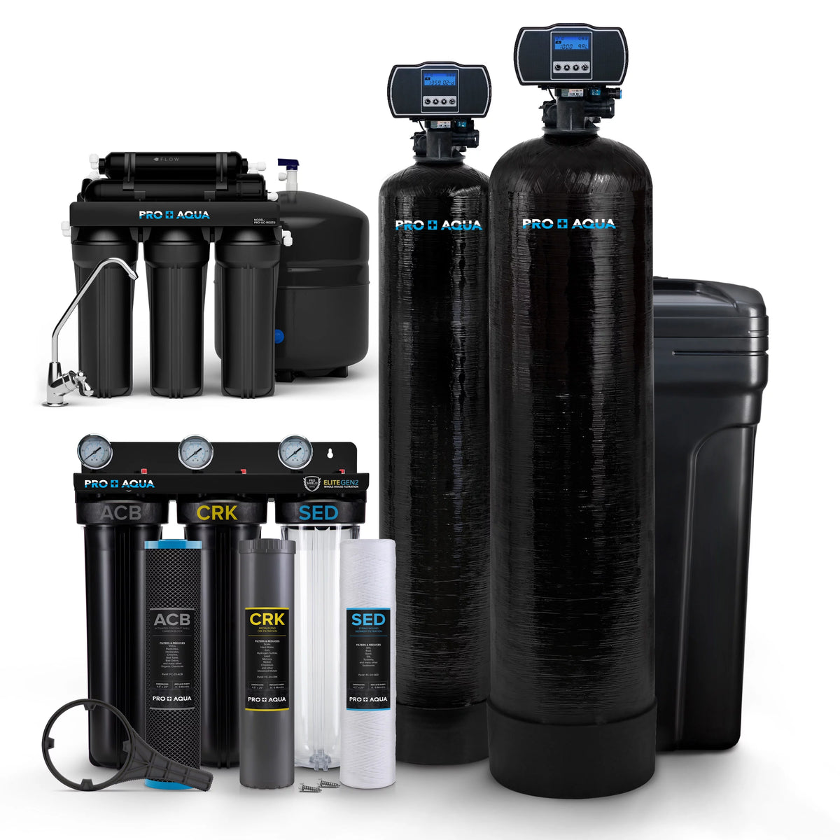 Whole House Water Filter Softener Bundle with Reverse Osmosis Drinking System Z239