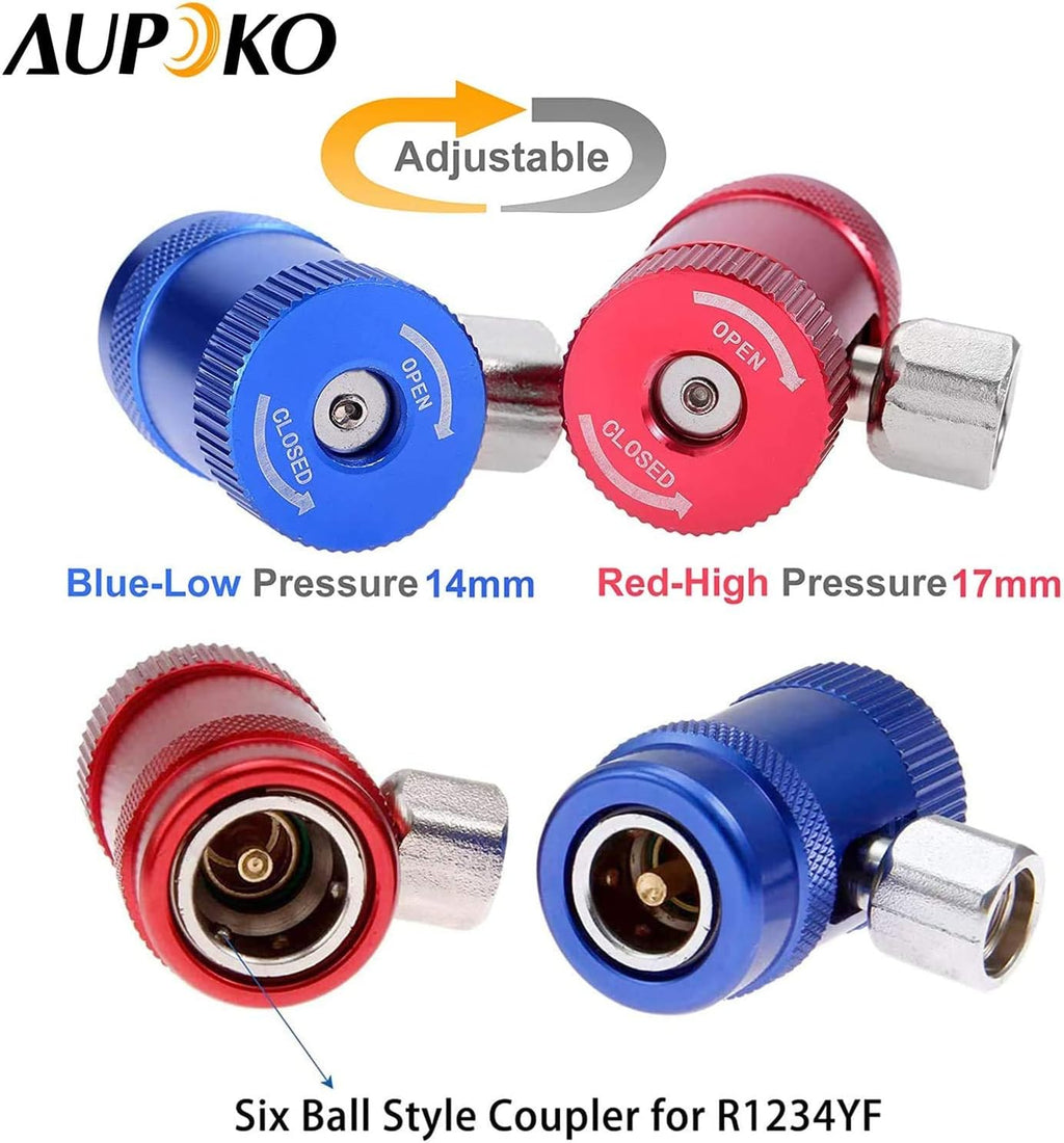 R1234YF Quick Couplers Kit with R12 R22 to R134A Adapters and Valve Core Remover E444049