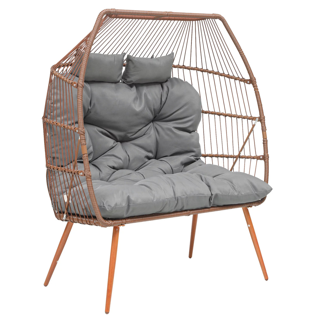 Double Egg Chair with Legs Wicker Egg Chair with Cushions E69362