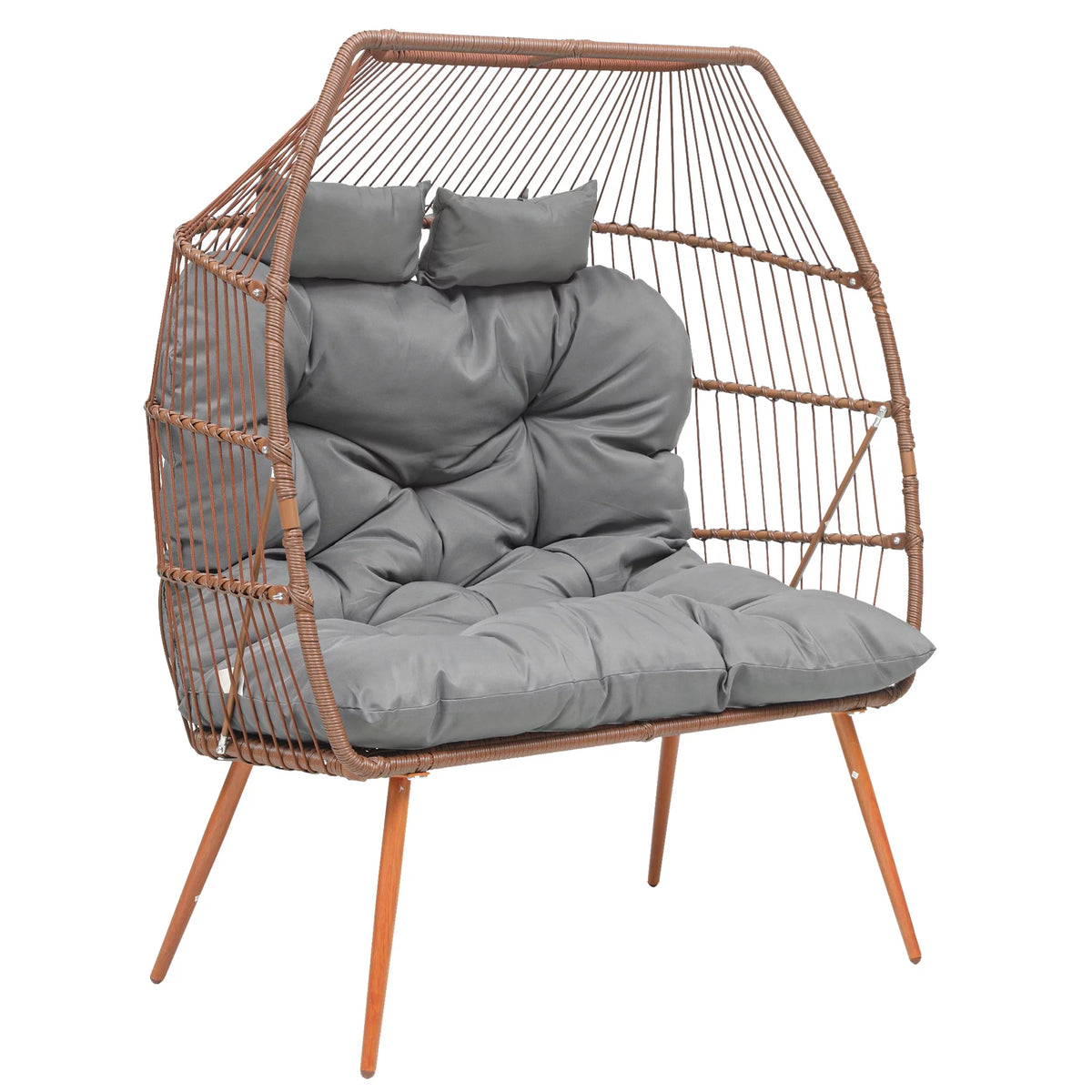 Double Egg Chair with Legs Wicker Egg Chair with Cushions E69362