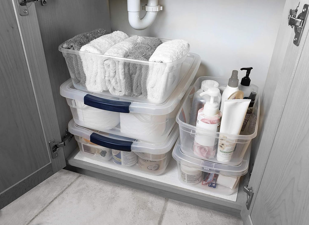 Clear 6 QT Pack of 12 Stackable Plastic Storage Containers with Lids O598