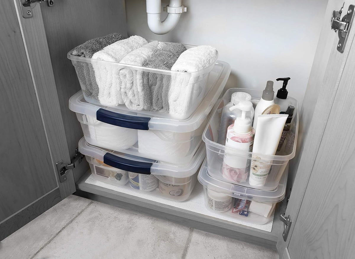 Clear 6 QT Pack of 12 Stackable Plastic Storage Containers with Lids O598