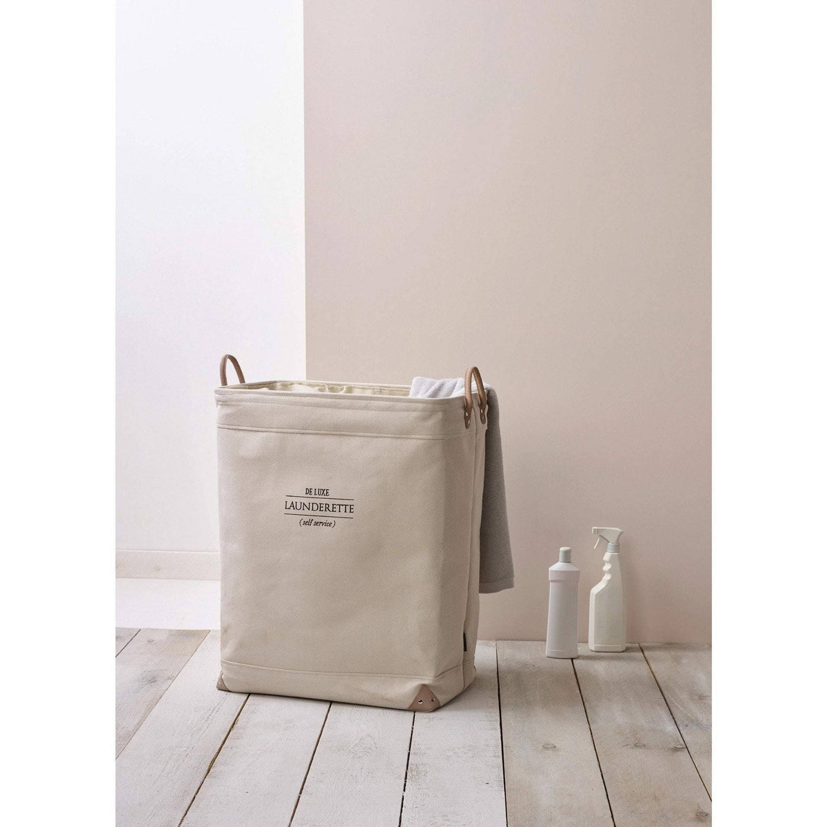 Beige Laundry Basket with Carry Handles and Liner O514081