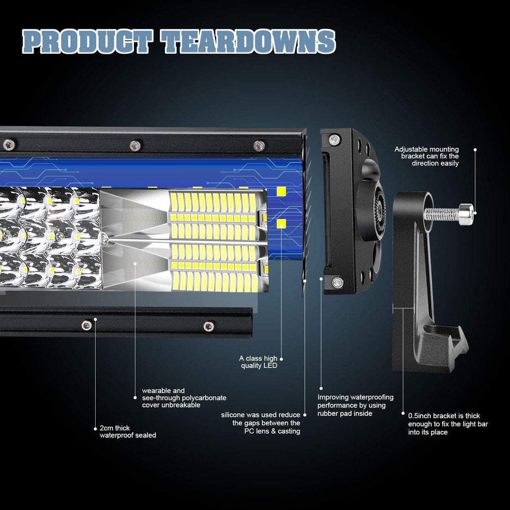 32 LED Light Bar with Wiring Harness and 4 Inch Fog Lamps I28838