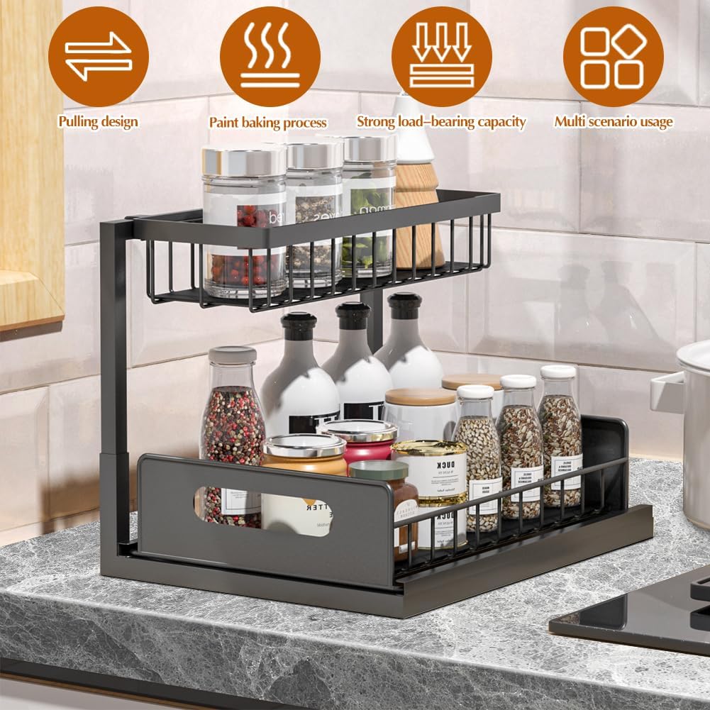 2 Pack Metal Slide Out Under Sink Organizer K41516