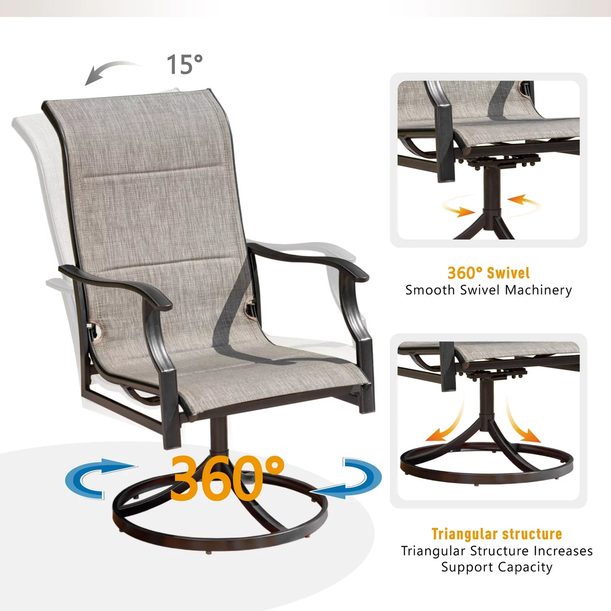 9-Piece Outdoor Patio Dining Set with 8 Swivel Armchairs & Extendable Table U7157