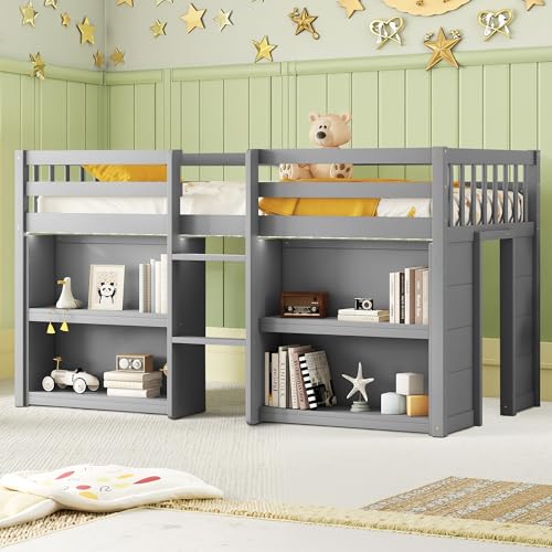 Twin Over Twin Solid Wood Bunk Bed with Trundle and Storage Stairway K650