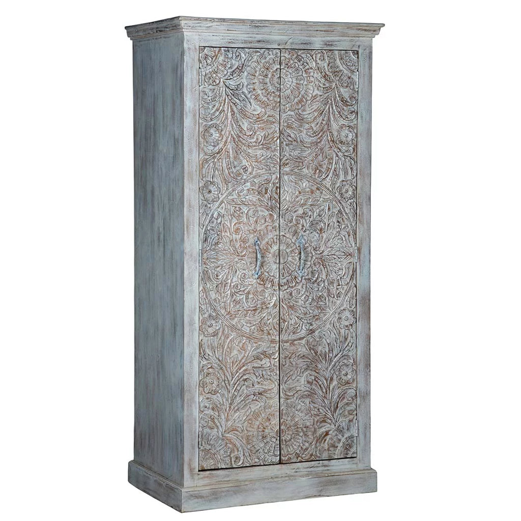 White Carved Wardrobe Z7735