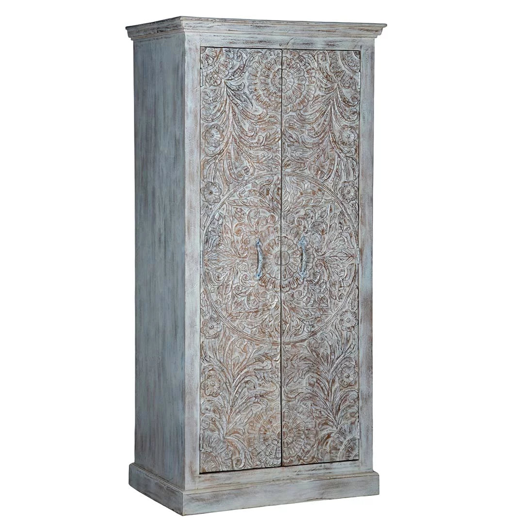 White Carved Wardrobe Z7735