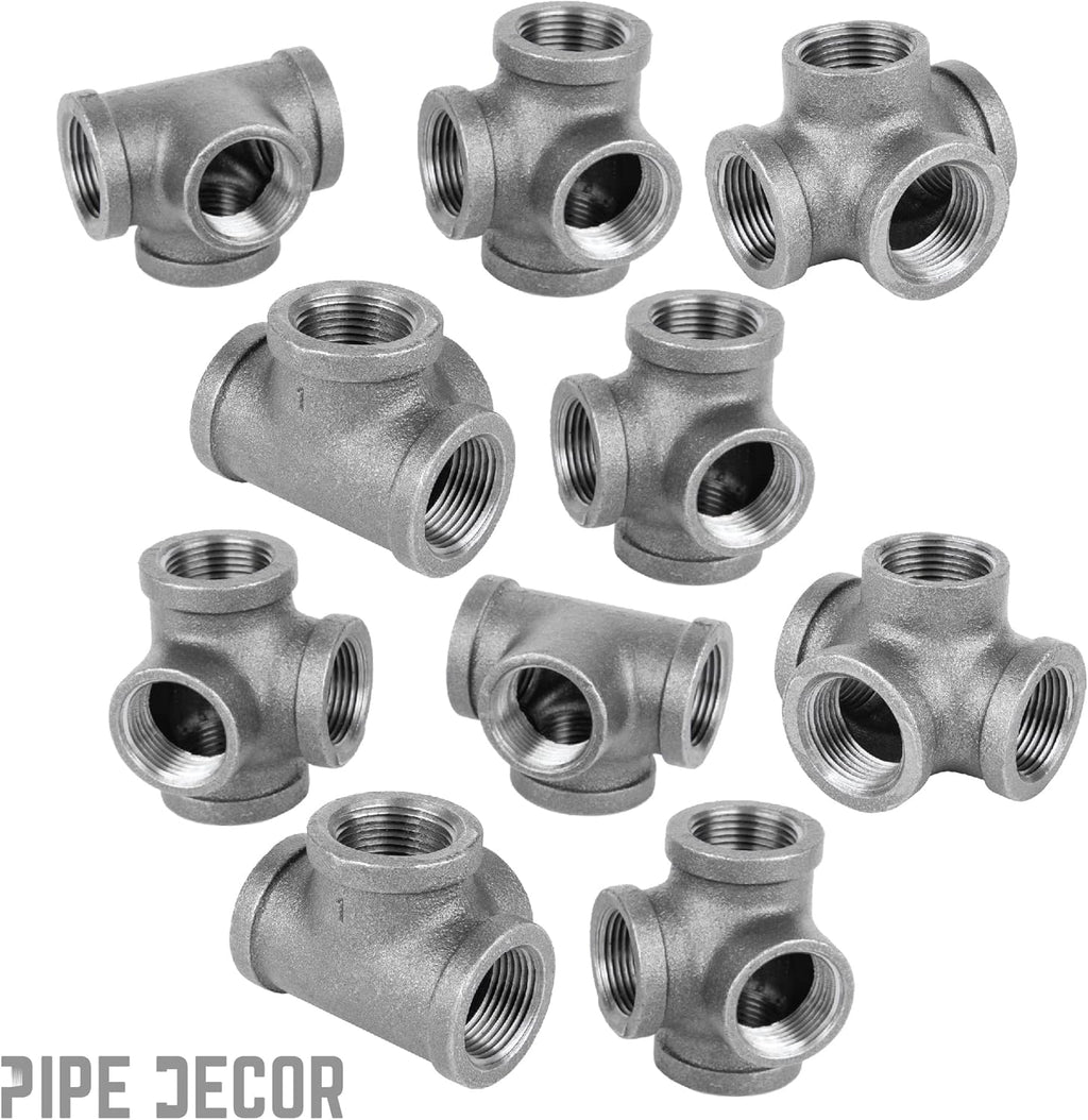 3/8 Inch Side Outlet Tee Malleable Cast Iron Industrial Fitting (8 Pack) V201