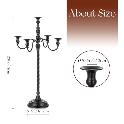 Black 28 Inches 5 Arm Metal Candelabra Set of 2 T397