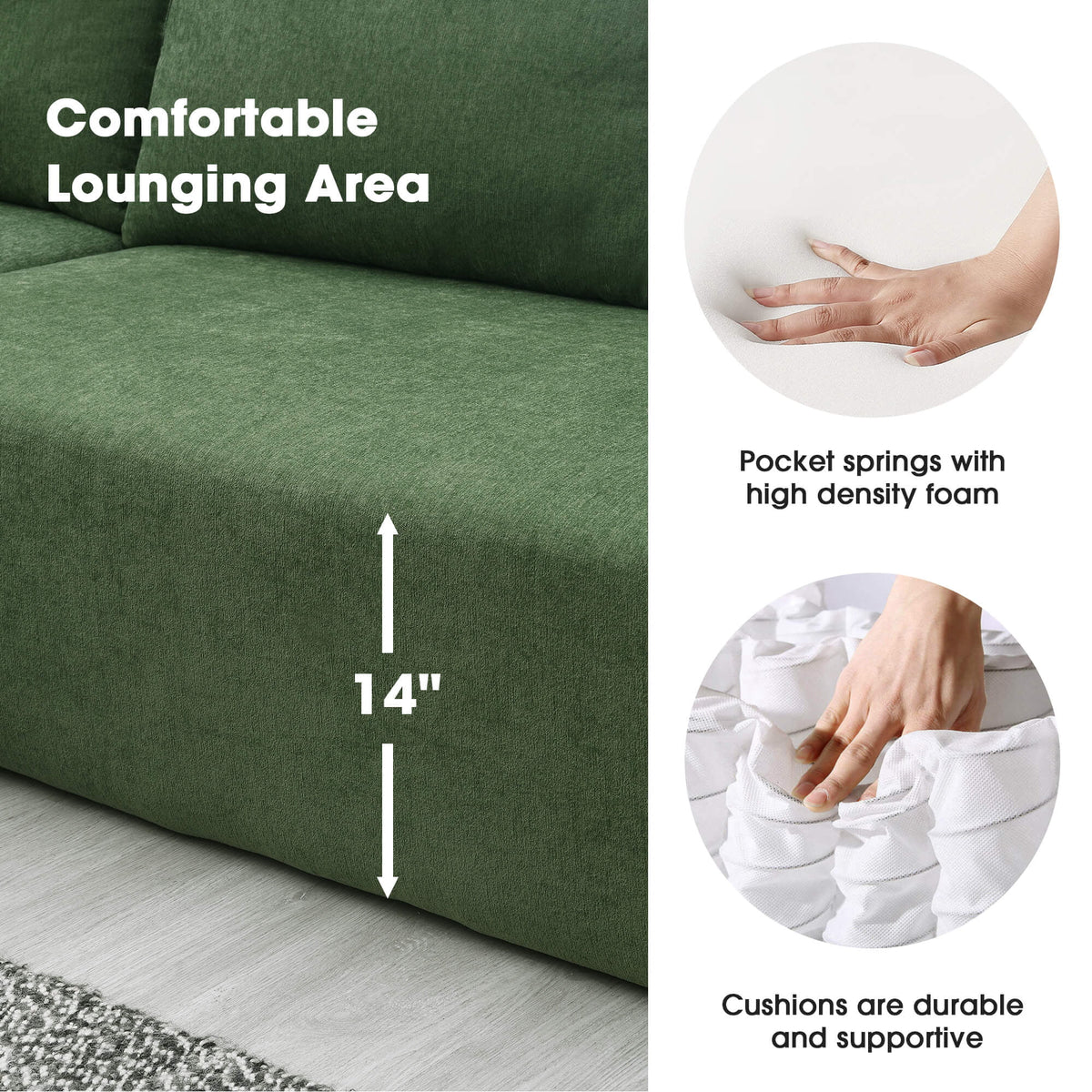 L-Shape 3 Seat Sectional Couch L9836