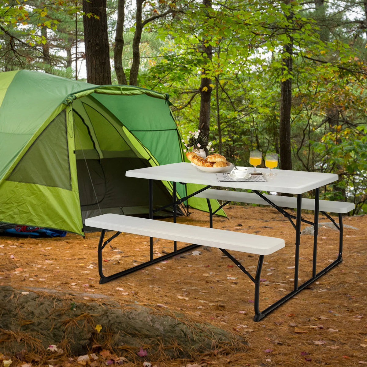 Folding Picnic Table Bench Set Grey D13559