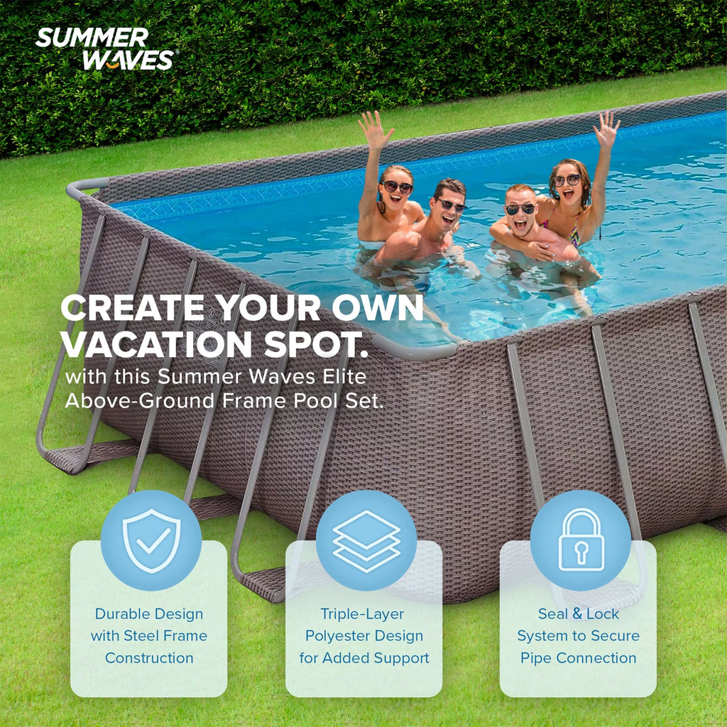 24 x 12 x 4.5' Rectangle Above Ground Frame Swimming Pool Set Z220085