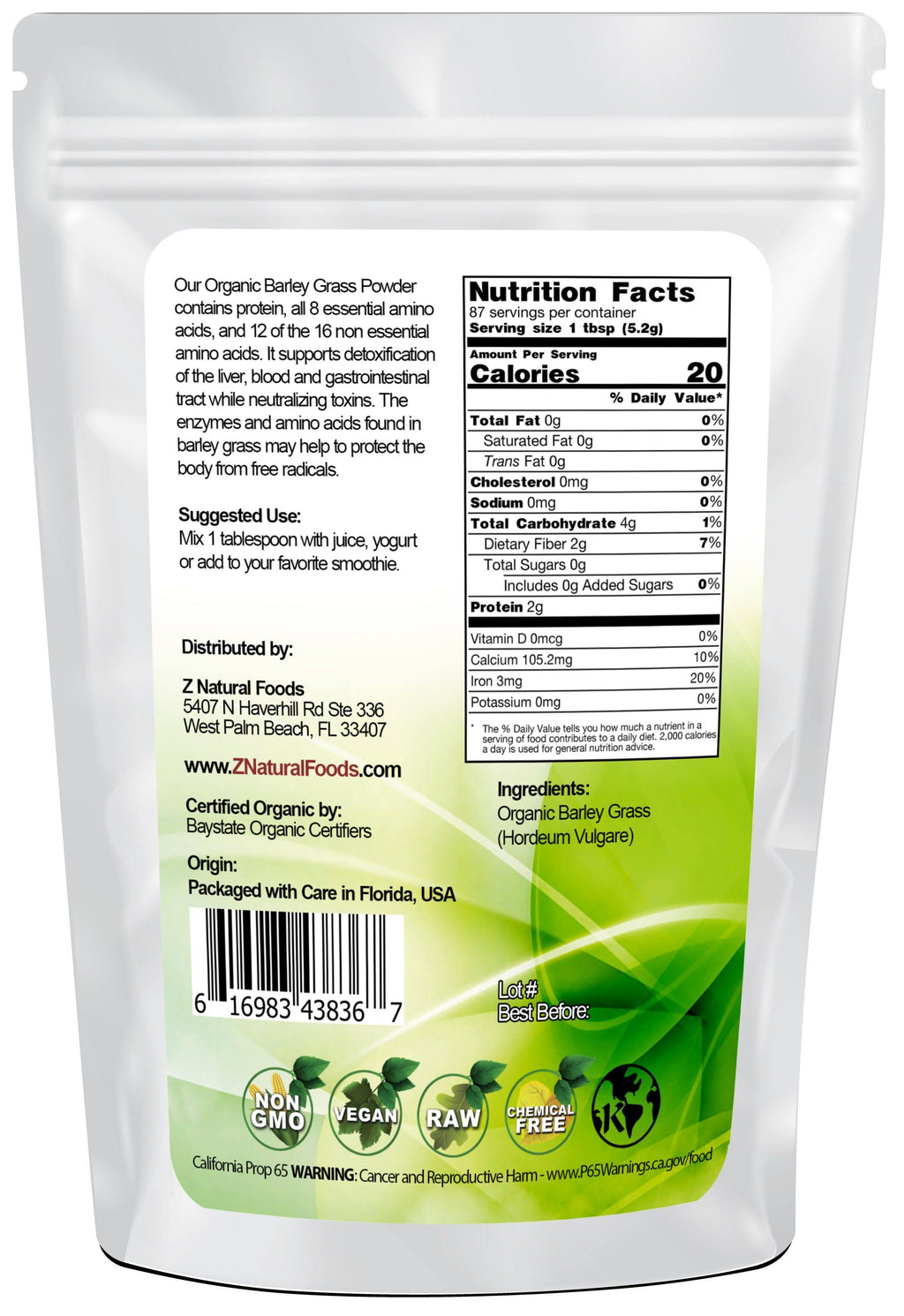 Organic Barley Grass Powder 55 lbs F4113