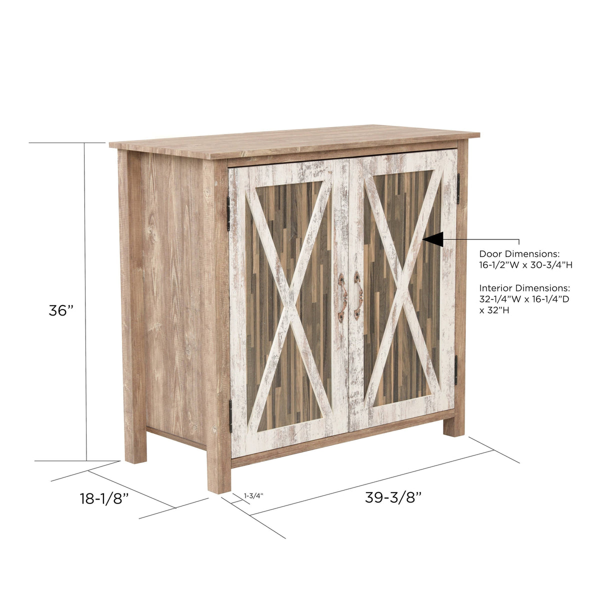 Two Door Cabinet with Rustic Barn Style Doors N592