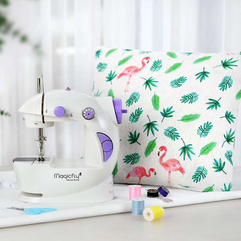 White Mini Sewing Machine with Extension Table B443