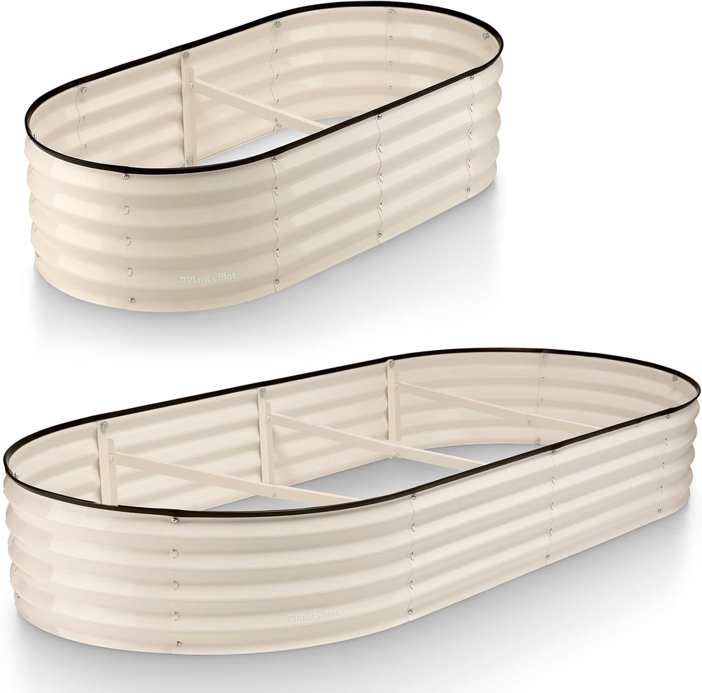 Galvanized Raised Garden Beds Outdoor Planter Metal Garden Box White E54128