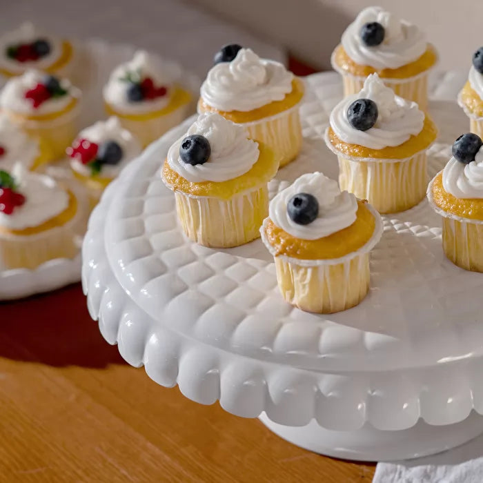 Milk White Cake Stand With Dome Z113