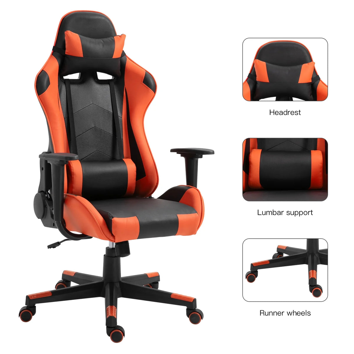 Black Orange Ergonomic Reclining Gaming Chair S1594