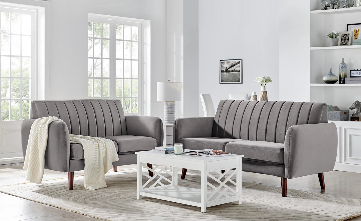 Grey Flannel Sofa and Loveseat Set V539