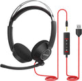 USB Stereo Headset with Mic Wired Headphones with in-Line Volume Control 3.5mm Jack T435252