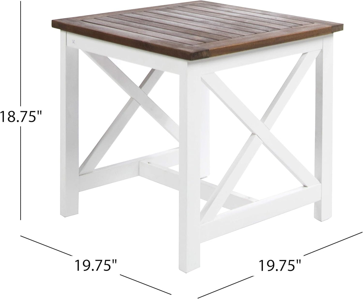 Pu White/Dark Oak Acacia Wood End Table B705585