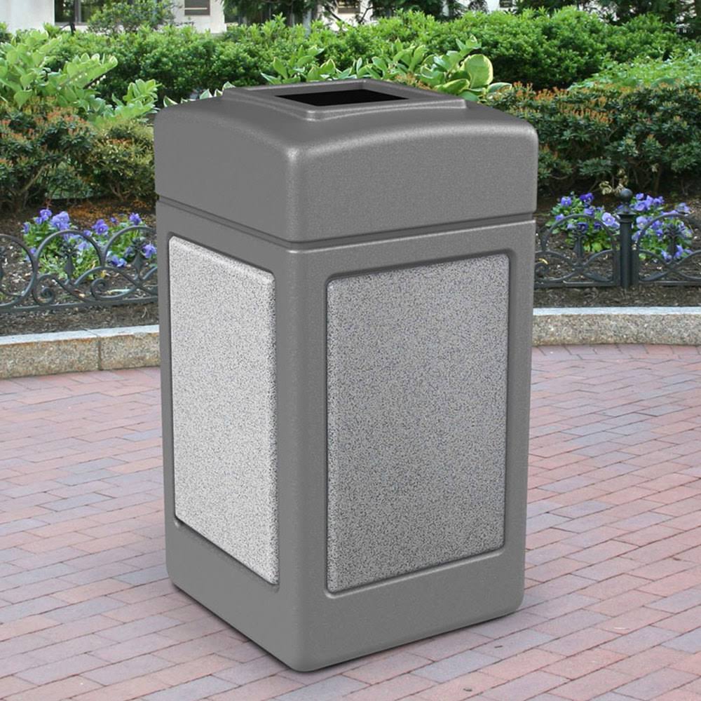 Gray 42 Gallon Square Trash Receptacle F173