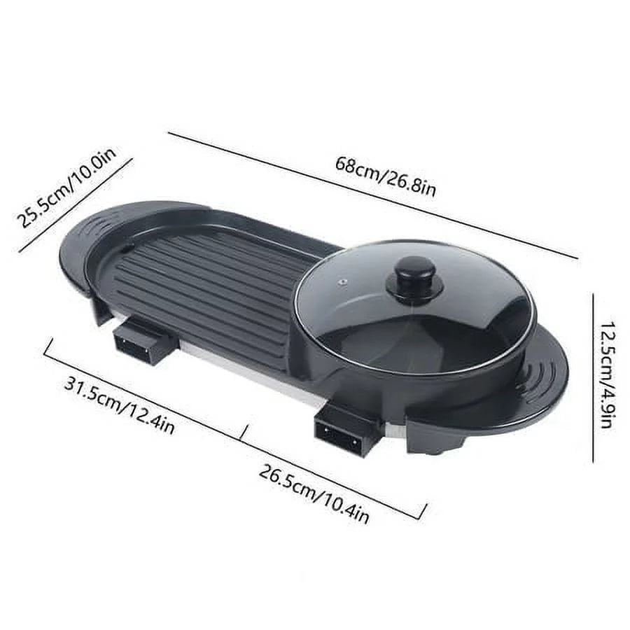2 In 1 Portable Electric Non-stick Hot Pot Barbecue Grill Q4761