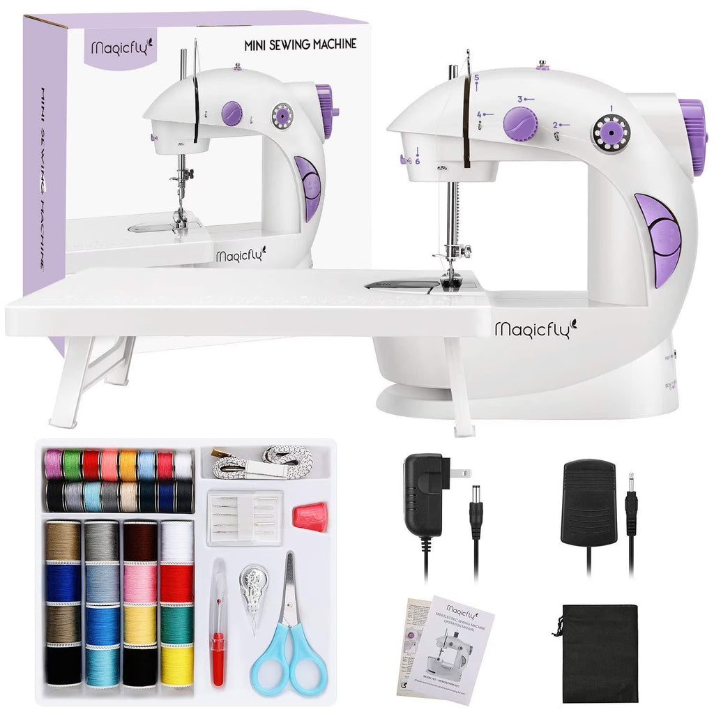 White Mini Sewing Machine with Extension Table B443
