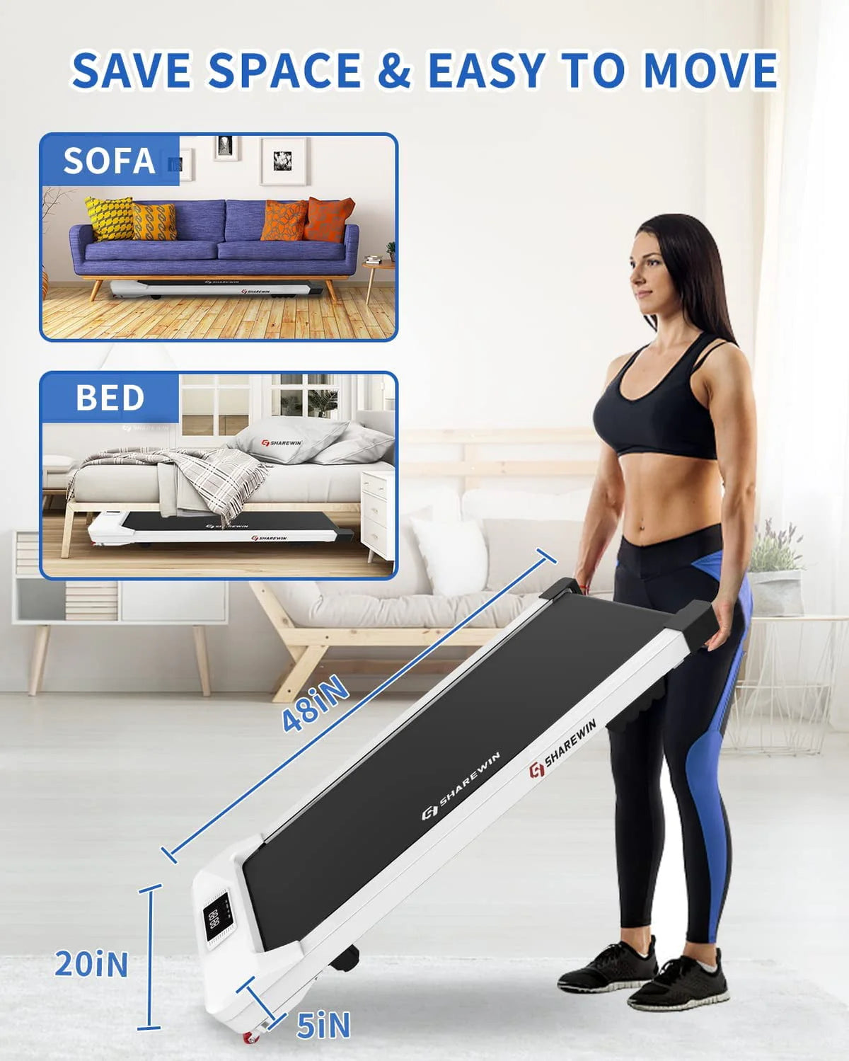 Under Desk Treadmill 300 lb Capacity White E142