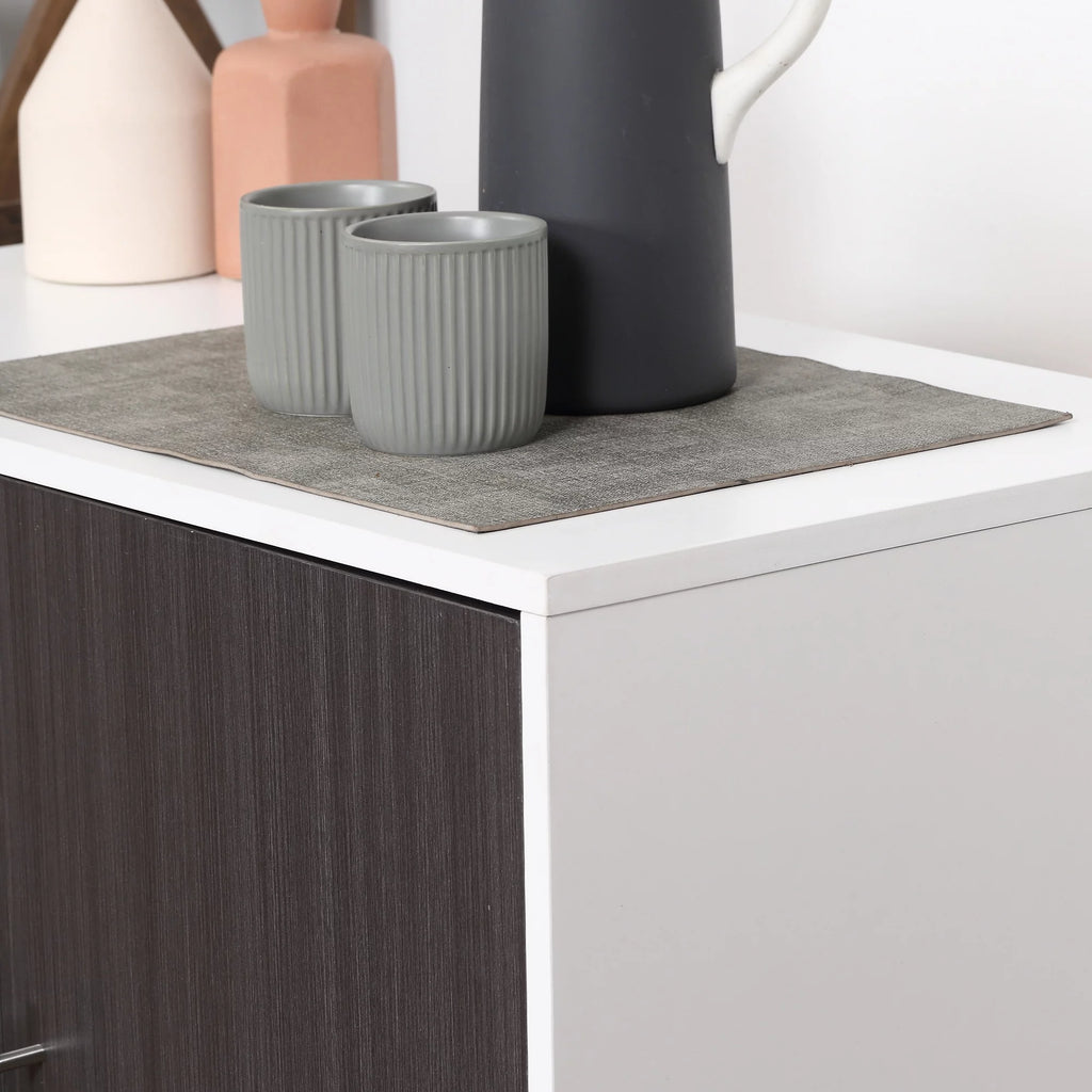 Gray Sideboard Buffet Cabinet with Adjustable Shelf and Steel Legs H6142