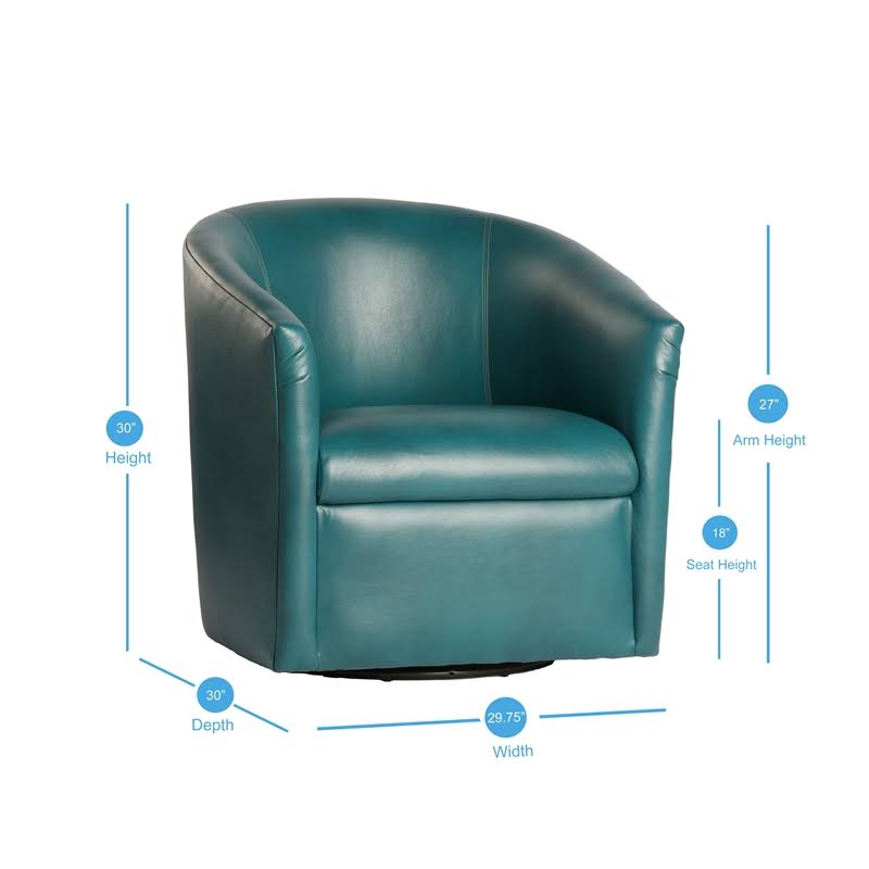 Agean Green Faux Leather Swivel Accent Chair D27001