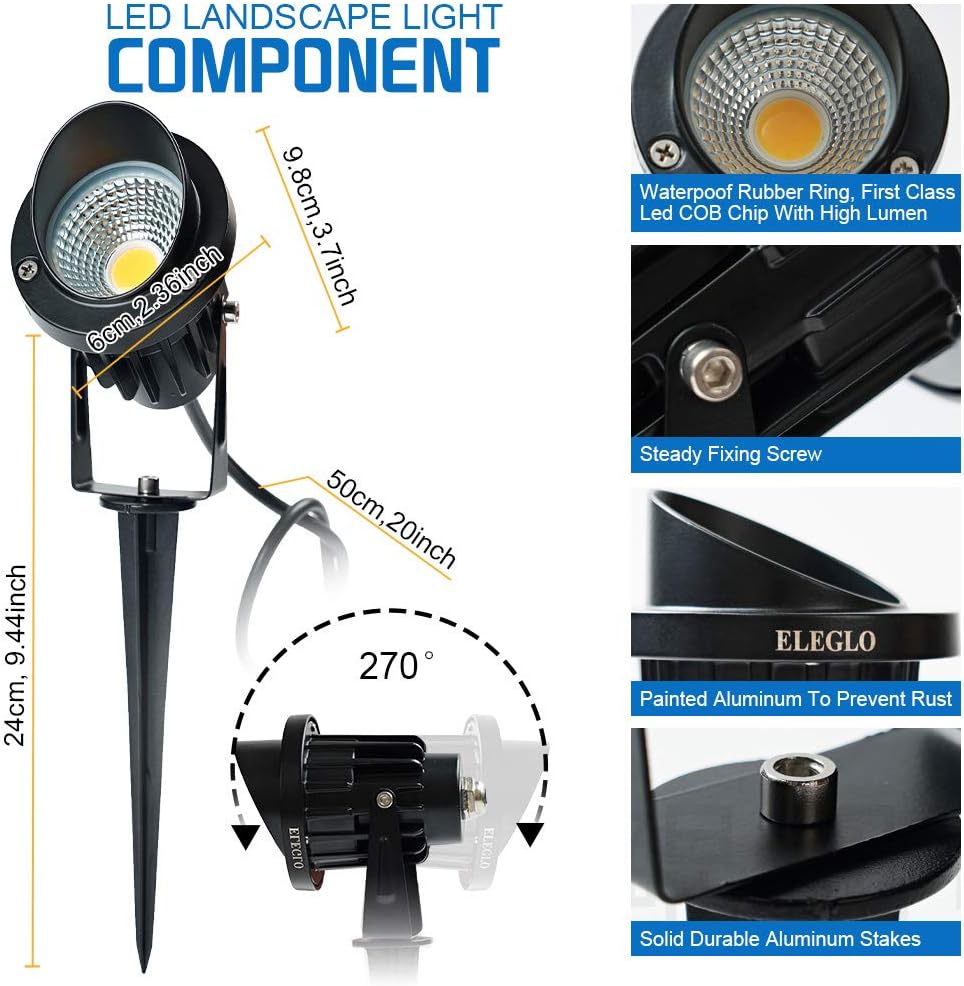 10 Pack 12v 9W LED Landscape Lights, IP65 Waterproof Warm White with Connector H75846