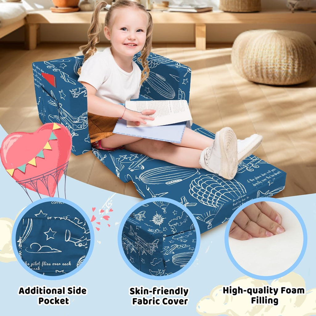 2 Seats 2 in 1 Flip Open Chair Sleeper Bed Y626