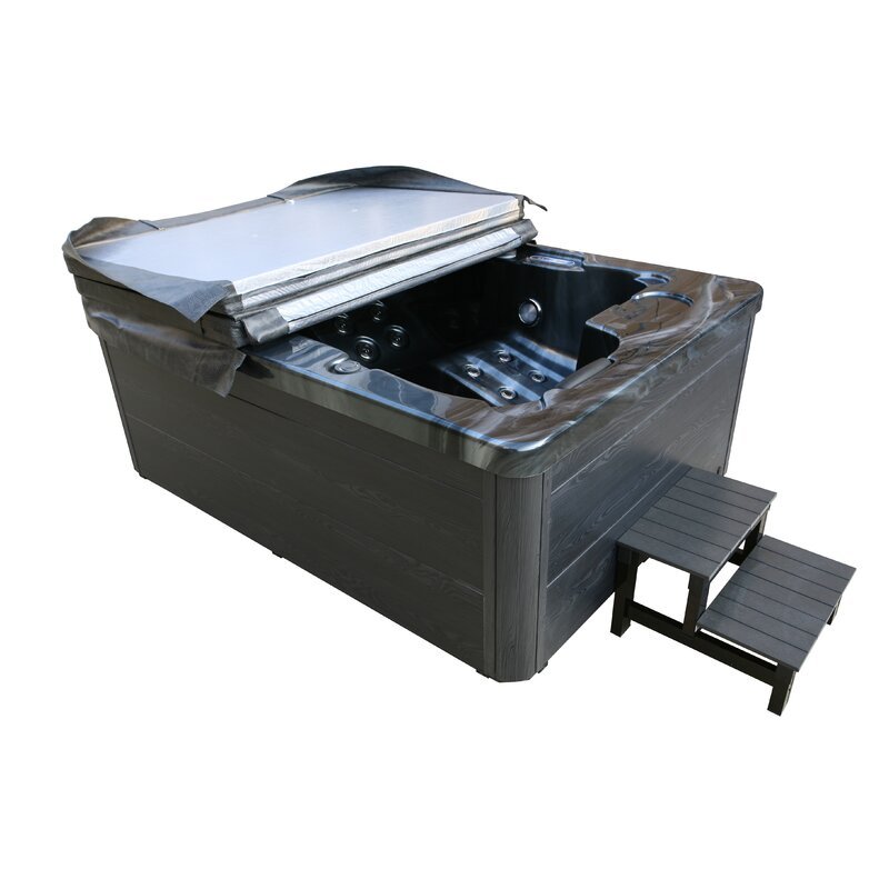 Grey Oak 3-Person Rectangular Acrylic Hot Tub O4733