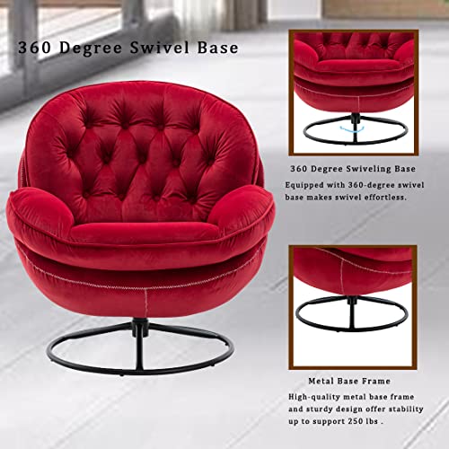 Velvet Swivel Accent Chair with Ottoman Set (Fruit Green) E536